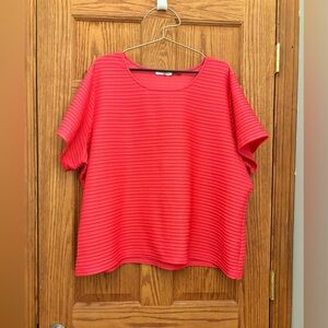 Calvin Klein Size 3x almost sheer 2d stripe shirt in Coral